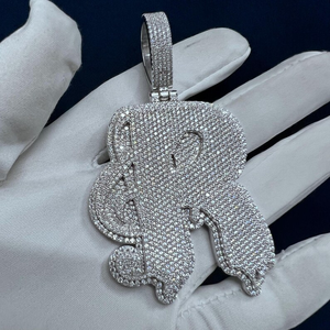 Colgante de Plata de Ley 925 con Letra R Personalizada, Brillante, con Diamantes de Moissanita VVS, para Uso Unisex - Product Image 5