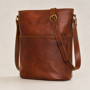 Brown Genuine Leather Crossbody Tote Bag Vintage Shoulder <b>Handbag</b> Adjustable Strap Premium Travel Office Bag for Women Handmade - Product Image 1