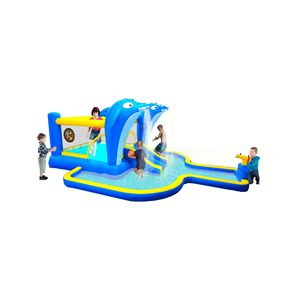 Parque Acuático Inflable 8 en 1 para Jardín, Trampolín, Casa de Brinco, Aspersor de Delfines y Juegos de Tiro para Diversión al Aire Libre - Product Image 3