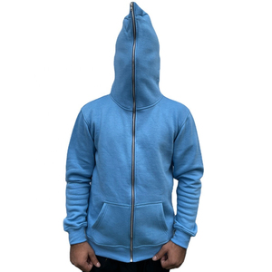 Sweat-shirt à capuche zippé vert foncé pour homme, logo brodé, style punk, coupe classique, en molleton 100 % coton French Terry, idéal pour l'été - Product Image 5