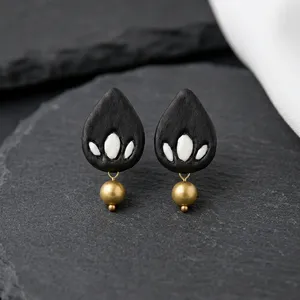 Black Gold-Plated Customized Handmade Ceramic Fashion <b>Drop</b> Pin Dangle Jewelry Women-Birthday Party/Wedding Decoration KOTTRAVAI - Product Image 6
