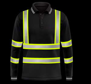 Men's Long Sleeve Hi Vis Polo <b>Work</b> Shirt Birdeye Mesh & Safety Reflective Polyester with Pockets Customizable Logo for Workwear - Product Image 2
