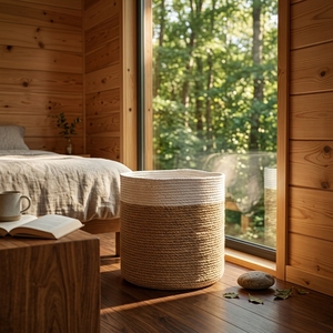Natural Fiber Storage <b>Baskets</b> Sleek Woven Bin Handcrafted Laundry <b>Hamper</b> Balinese Artisan Minimalist Organizer Boho Home Decor - Product Image 2