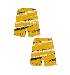 Ferocious Clothing Short de bain décontracté pour homme, jaune à rayures, taille mi-haute, élastique, séchage rapide - Product Image 1
