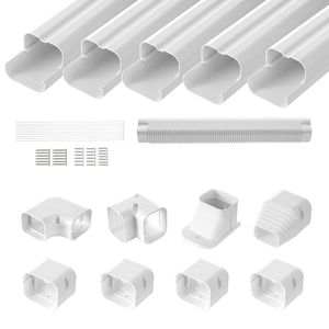 Mini pièces de climatiseur fendu 5 conduits droits faciles à installer couverture de ligne de tuyau décorative en PVC blanc 3 pouces W 10Ft L à peindre - Product Image 1
