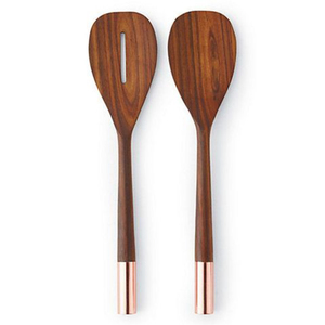 Ensemble de service à salade en bois d'olivier artisanal de qualité supérieure, fourchette et cuillère durables de 10 pouces avec poignées ergonomiques courbées, respectueux de l'environnement - Product Image 2