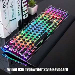 108-Key Retro Mechanical Gaming <b>Keyboard</b> Wired <b>RGB</b> Backlit Sidelight with Detachable Wrist Rest Typewriter Style <b>Keyboard</b> - Product Image 2