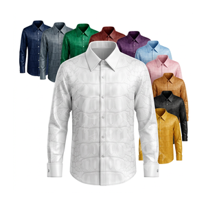 Chemise boutonnée à manches courtes avec imprimé crocodile personnalisé, mode décontractée, respirante, élégante, streetwear, vêtements de plage, chemises habillées - Product Image 1