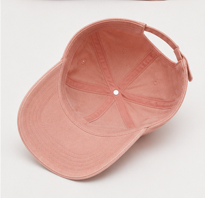 Casquette de baseball brodée en gros, 6 panneaux, non structurée, en coton lavé, haute qualité, style vintage, étoile, profil bas, rose - Product Image 4