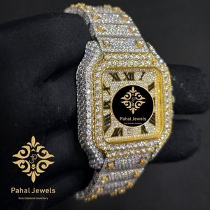 Montre mécanique moderne en acier inoxydable de haute qualité avec incrustation de diamants, cadran carré, bracelet doré, bijoux de luxe, cadeau - Product Image 4