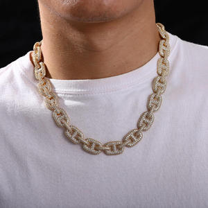 New Design Men's <b>Iced</b> <b>Out</b> Cuban Link <b>Chain</b> Hip Hop 18K Gold Plated Sterling Silver Lab Grown Diamond Necklace - Product Image 2
