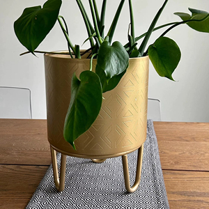 Stylish Gold Planter Pot With Stand Suitable For Home Decor Tabletop Plant Office <b>Display</b> And Interior Styling From India - Product Image 1