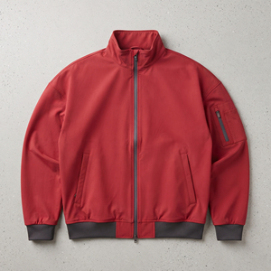 Veste softshell rouge pour homme, col montant, fermeture éclair, coupe-vent, décontractée, automne - Product Image 6