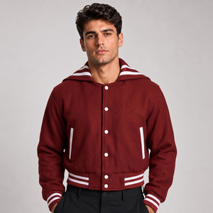 Veste de sport violette pour homme, col rabattu, fermeture à boutons, coupe classique, style preppy, vêtement d'automne - Product Image 4