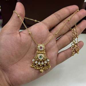 Indian Ethnic Gayatri Heritage Delicate Gold Plated Bridal Necklace & Earring Set - Product Image 3