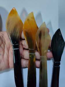Handmade Natural Horn Salad <b>Spoons</b> Set Fan-Shaped Long Handle Durable Vintage Design Mirror Polish Decorative <b>Serving</b> Utensils - Product Image 6
