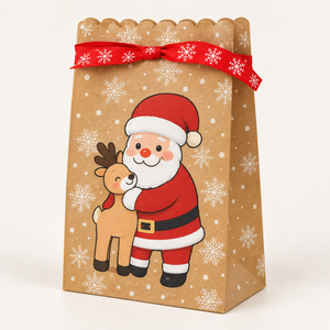 Bolsas de Papel Kraft Impresas con Diseño Navideño y Cinta para Regalos, Dulces, Galletas, Bocadillos, Recuerdos de Fiesta y Eventos - Product Image 1