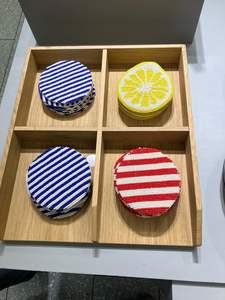 Posavasos redondo de cuentas de vidrio con diseño de rayas en espiral, hecho a mano, resistente al calor, para cocina, comedor, cafetería, bar. - Product Image 6