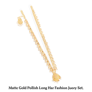 Matte Gold Polish Long Har Fashion Jewelry Set - Product Image 2