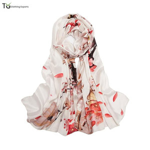 Écharpe pour femme en soie 100%, style luxueux, impression personnalisée, tissu doux, accessoires de mode pour femme - Product Image 1