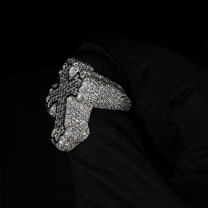 VVS Diam Iced Christian <b>Cross</b> Cluster Baguette Cut Moissanite <b>Ring</b> 925 <b>Silver</b> Claw Setting Hip Hop Cocktail Band Gold Plated - Product Image 4