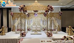 Mandap de mariage intérieur moderne et élégant avec dôme, blanc et argenté, nouvelle arrivée, cadre en bois léger pour événements aux États-Unis - Product Image 3