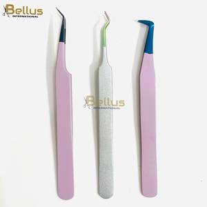 Pinzas Curvas Profesionales Bellus International de 45 Grados para Pestañas, Acero Inoxidable Antiestático, Logotipo Personalizado, Punta Suave y Fina - Product Image 4