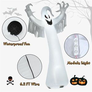 12 ft alto spettrale fantasma gonfiabile di Halloween luci a LED impermeabili tessuto punte/corde per le decorazioni del cortile delle vacanze all'aperto - Product Image 5