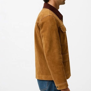 <b>Men's</b> <b>Suede</b> Shirt <b>Jacket</b> Workwear Style Turn-down Collar Four Pockets Autumn Wear Regular Fit - Product Image 2
