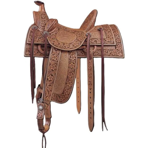 Silla de Montar Western Premium Hecha a Mano con Cuero Genuino y Grabado Floral para Vaqueros, Ranchos y Senderos, Asiento Cómodo para Equitación - Product Image 2