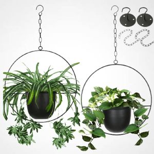 Moon Shaped Hanging Plant Holder with 8 Inch Detachable <b>Pot</b>, Black Metal Plant Hanger for Indoor Outdoor, Minimalist Hanging Pla - Product Image 4