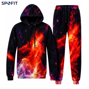 Custom Men's <b>Galaxy</b> Print <b>Hoodie</b> Tracksuit Set 2 Piece Pullover <b>Hoodie</b> Jogger Pants Full Print Streetwear Sportswear OEM - Product Image 1