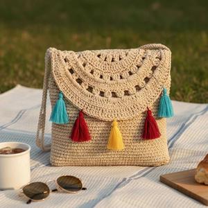 Bolso Bandolera Cuadrado de Ganchillo al por Mayor para Festivales de Verano, Viajes a la Playa y Uso Casual, Disponible a Precio de Mayoreo - Product Image 2