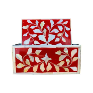 Juego de Posavasos Redondos de Estilo Clásico, Hechos a Mano y Ecológicos, con Diseño de Incrustaciones de Hueso Colorido, de Bambú y Pizarra - Product Image 5