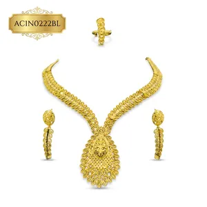 Premium African Gold Plated Filigree Necklace Set for Women Nigerian Wedding <b>Bridal</b> Jewelry with Earrings and Ring - Product Image 2