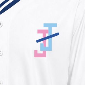 Camiseta de Béisbol Blanca para Mujer, Manga Corta, Cuello en V con Botones, Ribete Azul Marino y Bordado, para Deportes de Equipo, Estilo Casual - Product Image 4