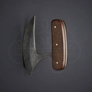 Cuchillo Ulu de Damasco Hecho a Mano con Funda de Cuero – Herramienta Afilada para Cocina al Aire Libre y Caza - Product Image 6