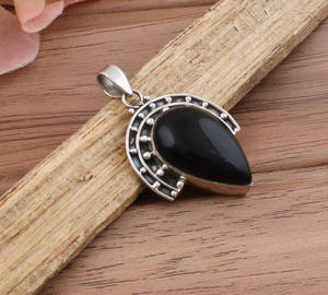 Dijes de Plata de Ley 925 con Baño de Platino y Ónice Negro, con Logotipo Personalizado, Bisel con Puntos, Estilo Vintage, Unisex, para Regalo - Product Image 3