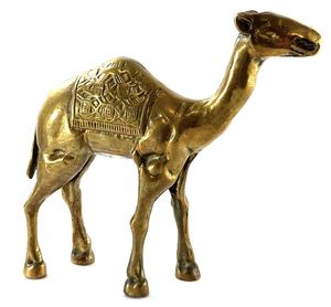 Elegant Brass Camel <b>Table</b> Accent Sculpture for Hotel Lobby Console Decor and Festive Arrangement - Product Image 1