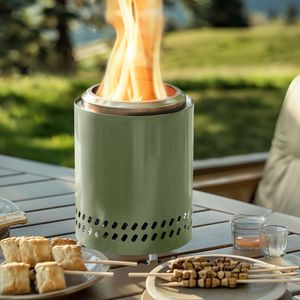 Patio exterior portátil patio trasero hoguera 304 MESA DE ACERO INOXIDABLE pellets de madera sin humo quema hoguera para acampar - Product Image 6