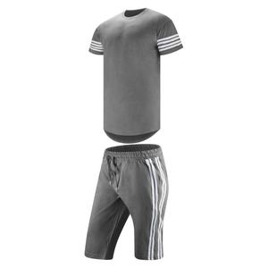 ชุดเสื้อยืดและกางเกงขาสั้นผ้าฝ้ายโอเวอร์ไซส์สำหรับผู้ชายผ้าคอตตอนใส่สบาย2ชิ้น - Product Image 3