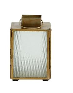 Lanterne décorative artisanale élégante en métal et verre avec finition laiton pour bougies, idéale pour l'extérieur et la décoration intérieure - Product Image 1