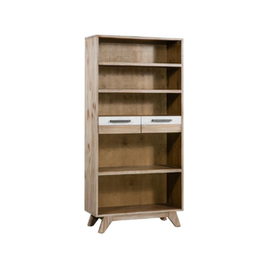 Armoire de rangement moderne en bois avec 2 tiroirs, bibliothèque haute pour salon, organisateur de meubles de style mi-siècle - Product Image 1