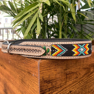 Wholesale 2024 Heavy Duty Hand Tooled Leather Beaded Dog Collar Adjustable Training Genuine Leather High Quality Pet Dog Collars - Product Image 3