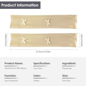 Manchettes de protection anti-UV pour femmes, couleur beige, avec nœuds papillon, pour une utilisation en extérieur, légères et respirantes pour l'été - Product Image 3