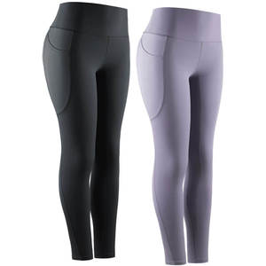 High Waist Full Length <b>Leggings</b> <b>With</b> <b>Pockets</b> Solid Color Stretch Breathable Sporty Women's <b>Leggings</b> - Product Image 5