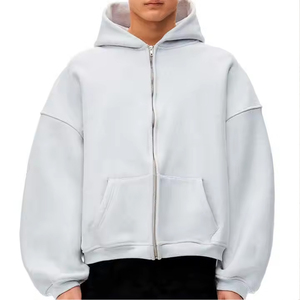 Sweat à capuche zippé intégral pour homme, finition lisse avec bords cirés, couche de protection résistante à l'eau, classique, uni, robuste - Product Image 2