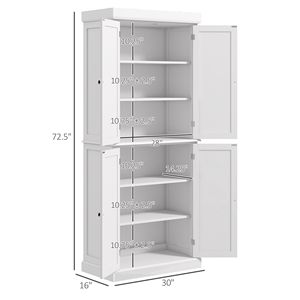 72-Inch White Freestanding <b>Kitchen</b> Cabinet with Doors and <b>Shelves</b> Pantry Storage Cabinet <b>for</b> Food Storage - Product Image 3