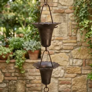 Chaîne de pluie suspendue avec design en forme de fleur pour la décoration de jardin extérieur - Product Image 5