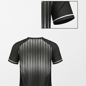 Maillot de football unisexe noir, sublimation, respirant, vêtements d'entraînement, nom d'équipe personnalisé, séchage rapide, 100% polyester - Product Image 5